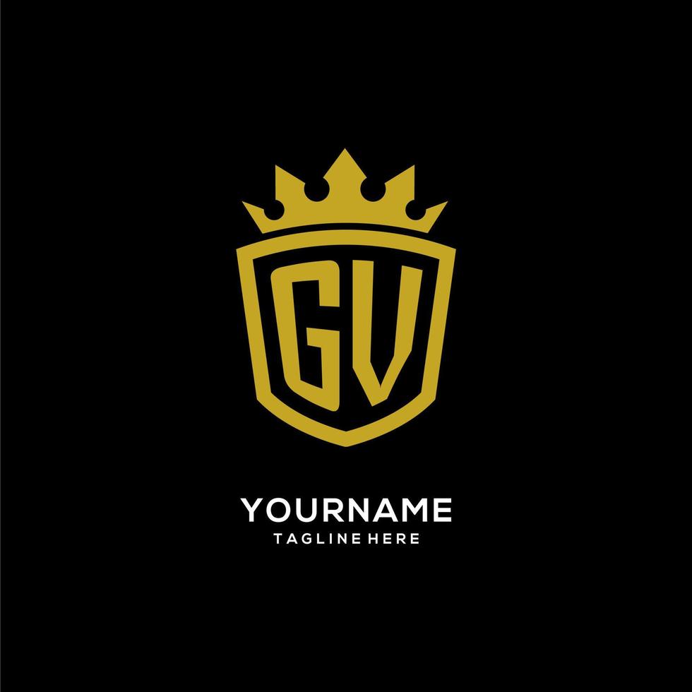 Initial GV logo shield crown style, luxury elegant monogram logo design vector