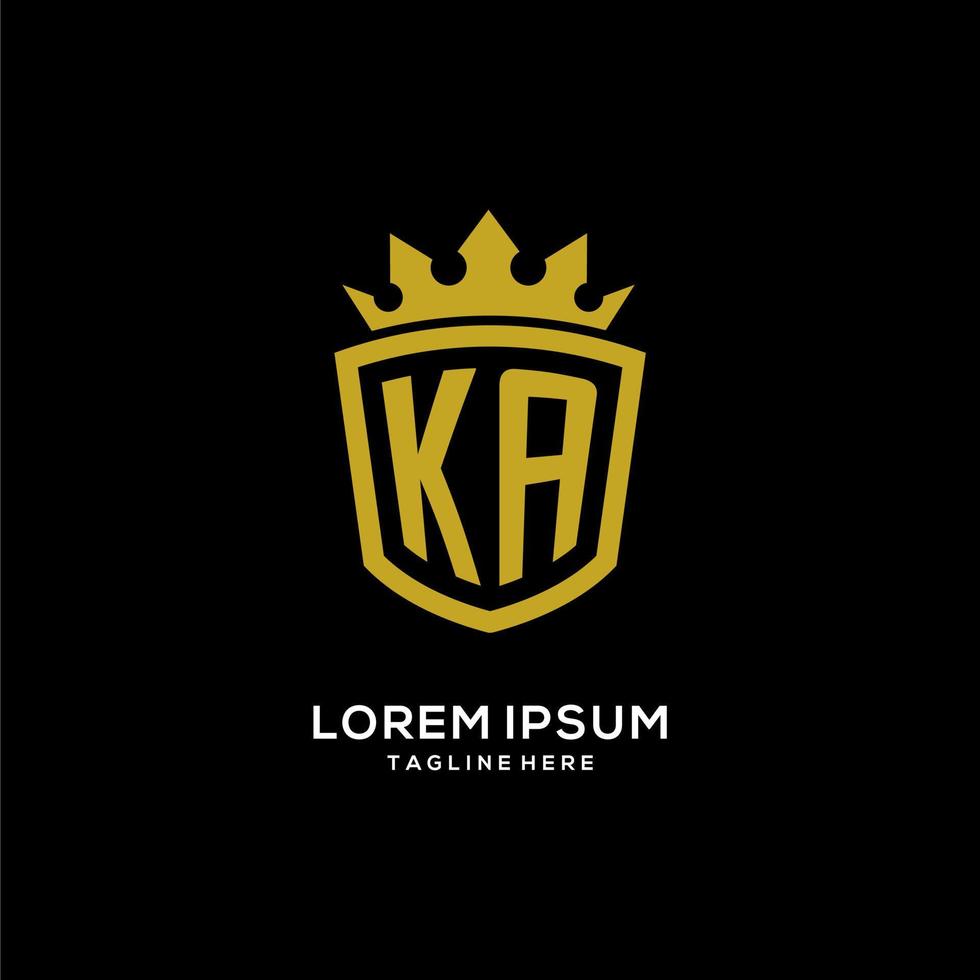 Initial KA logo shield crown style, luxury elegant monogram logo design vector