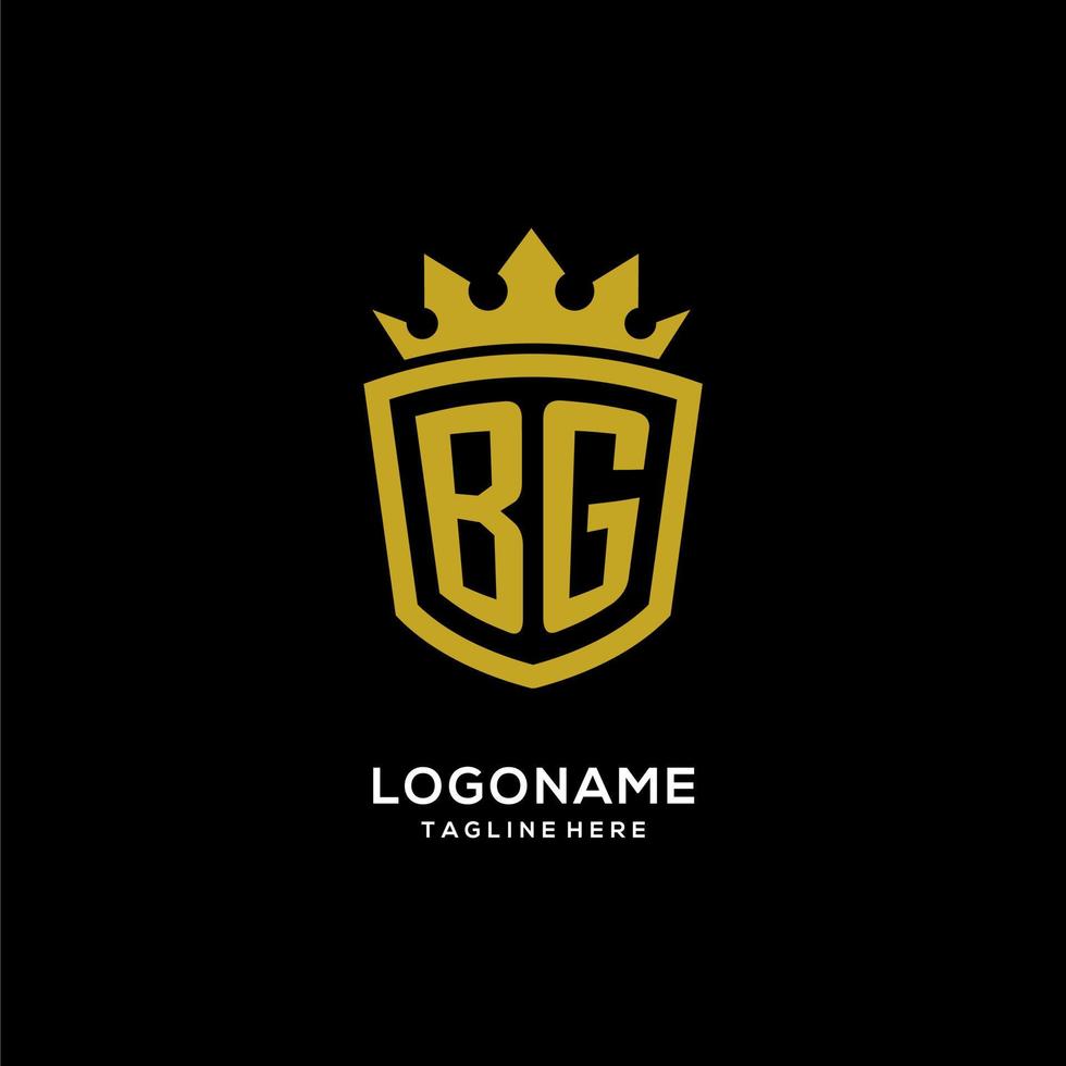 logotipo bg inicial escudo estilo corona, diseño de logotipo de monograma elegante de lujo vector