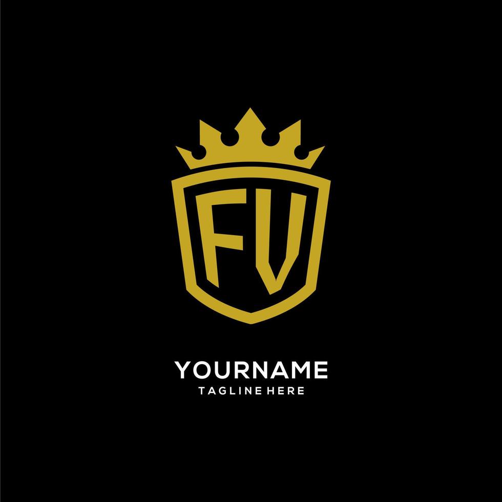 Initial FV logo shield crown style, luxury elegant monogram logo design vector