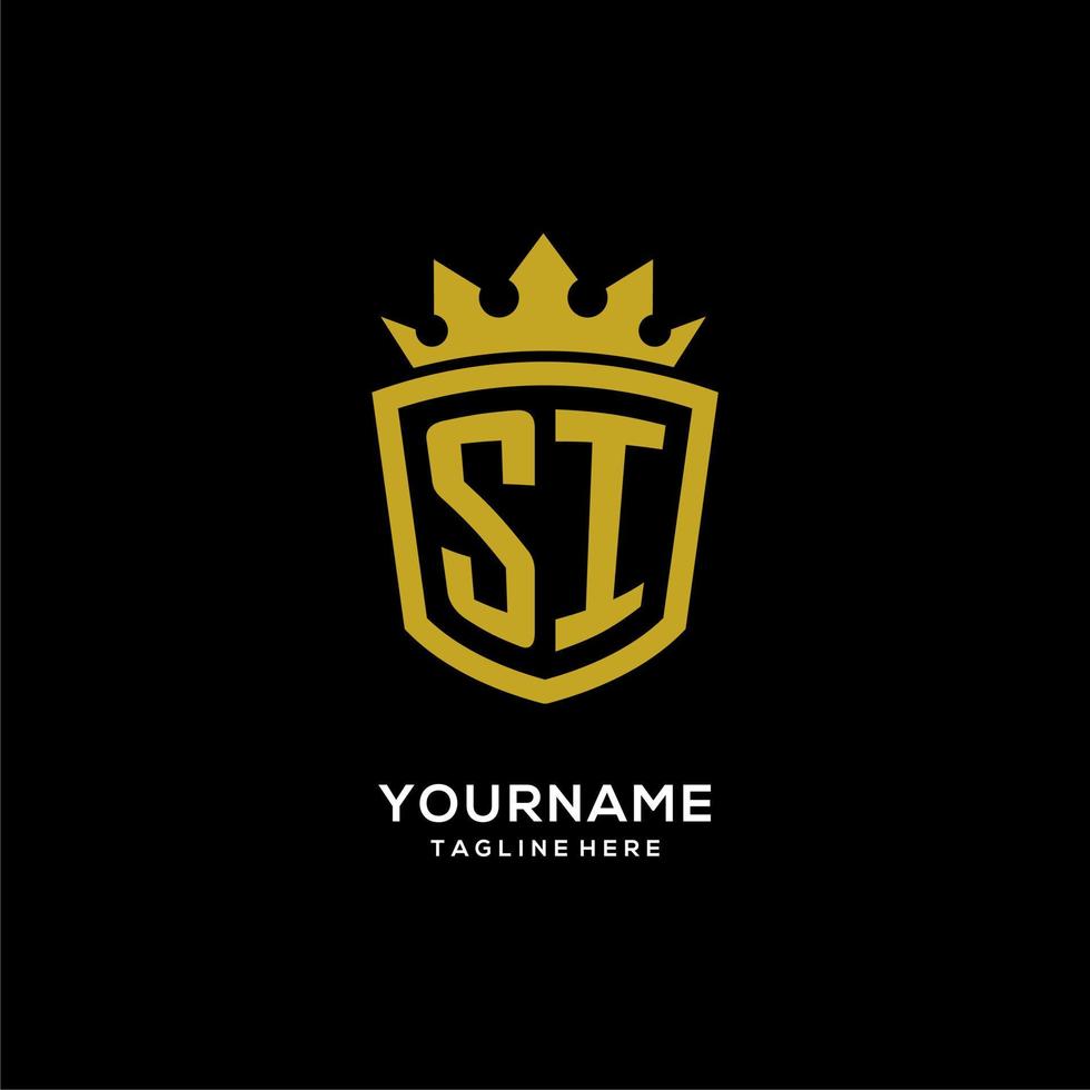 Initial SI logo shield crown style, luxury elegant monogram logo design vector