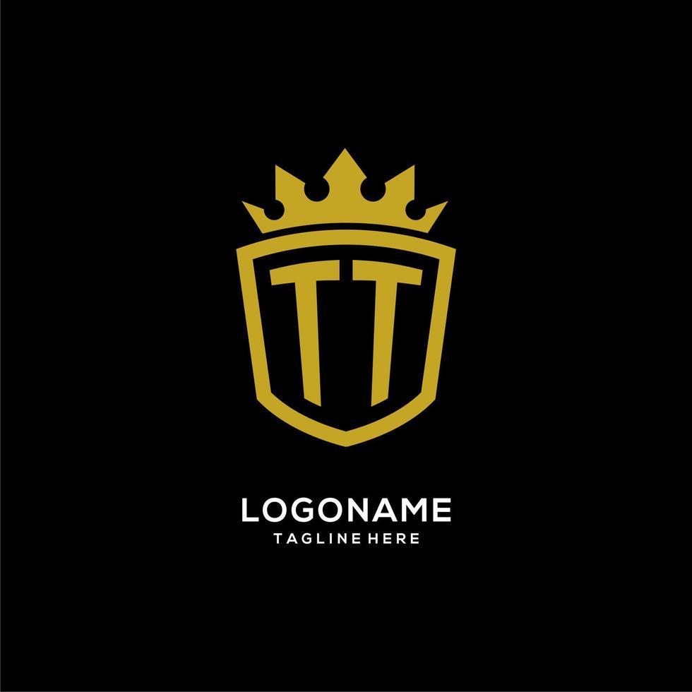 estilo de corona de escudo de logotipo inicial tt, diseño de logotipo de monograma elegante de lujo vector