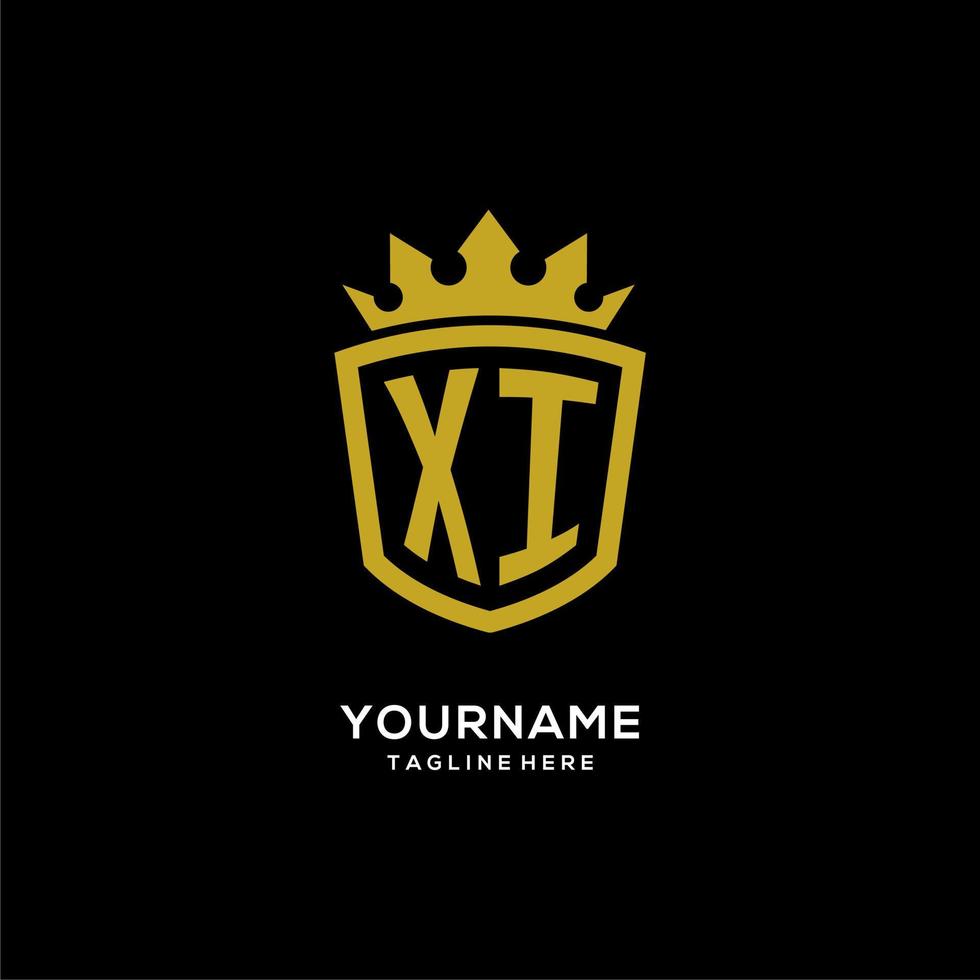 Initial XI logo shield crown style, luxury elegant monogram logo design vector