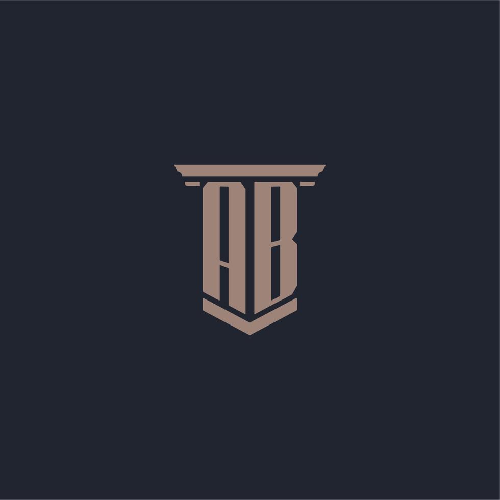 AB initial monogram logo with pillar style design vector