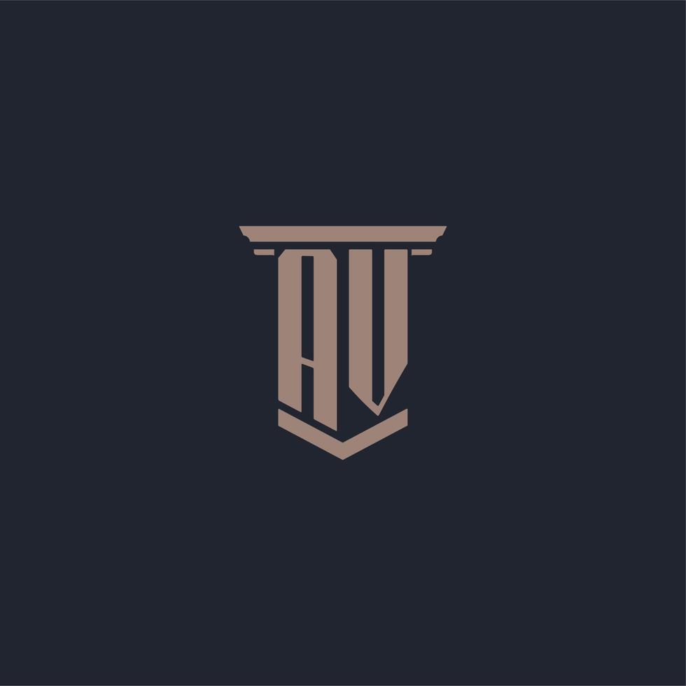 AV initial monogram logo with pillar style design vector