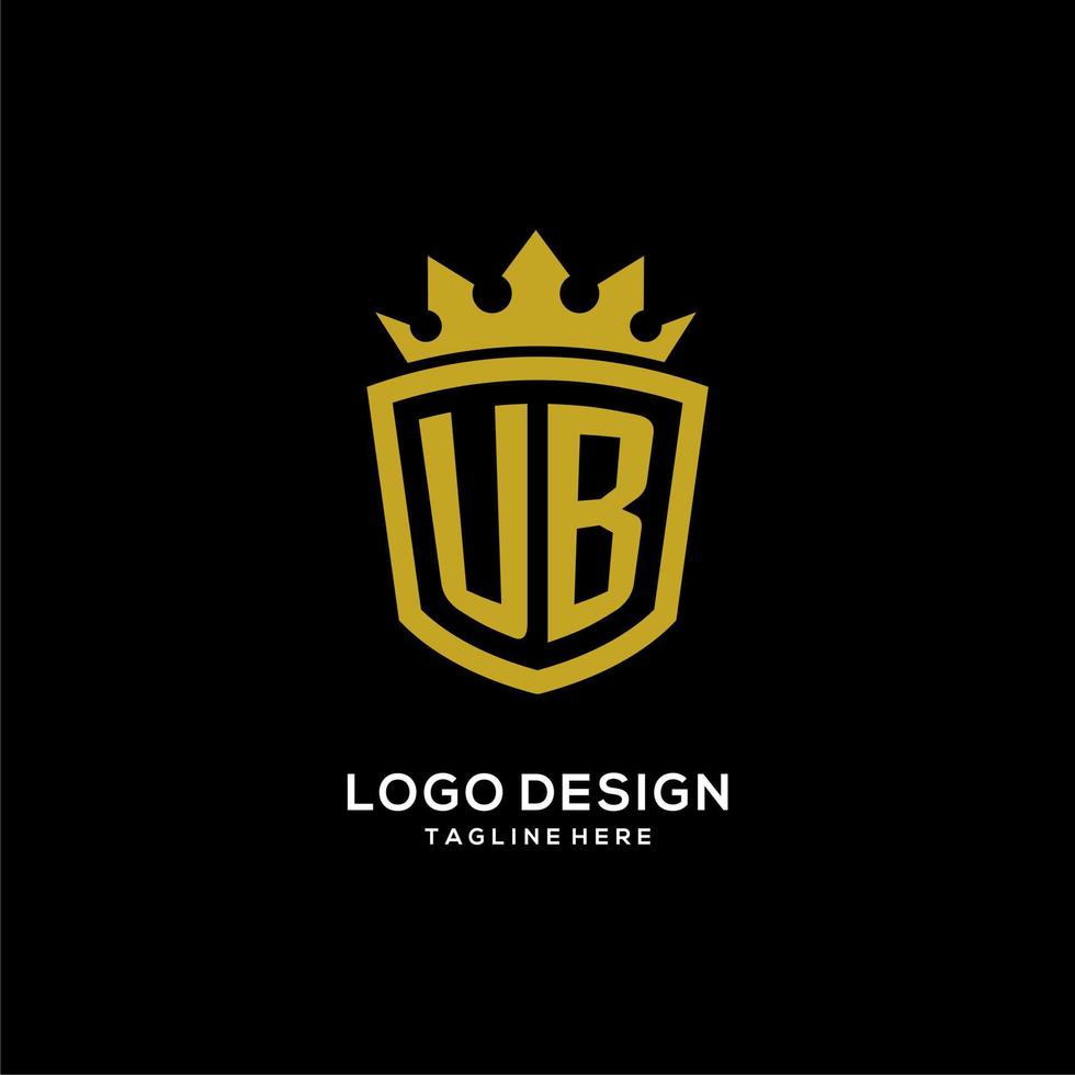 estilo de corona de escudo de logotipo ub inicial, diseño de logotipo de monograma elegante de lujo vector