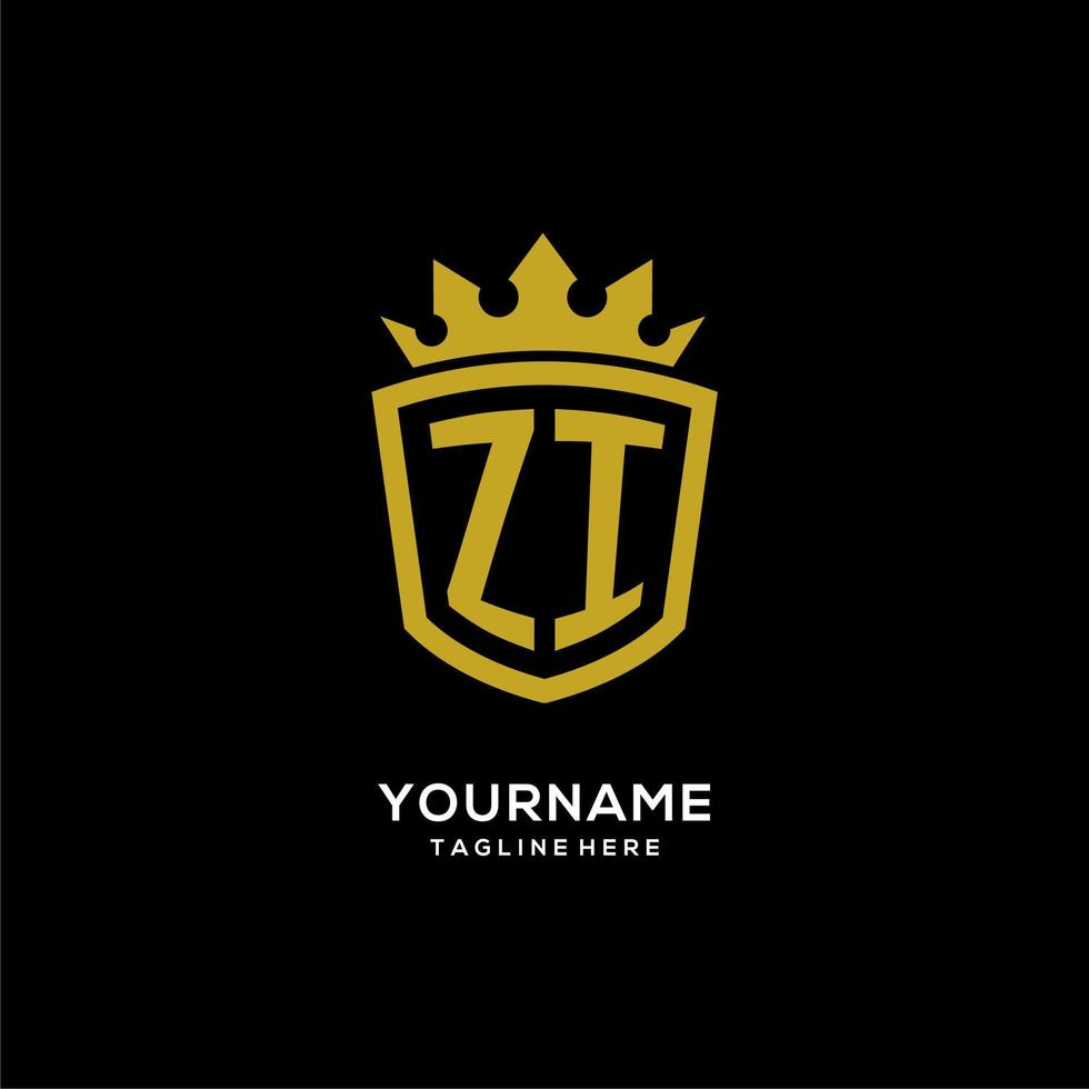 Initial ZI logo shield crown style, luxury elegant monogram logo design vector