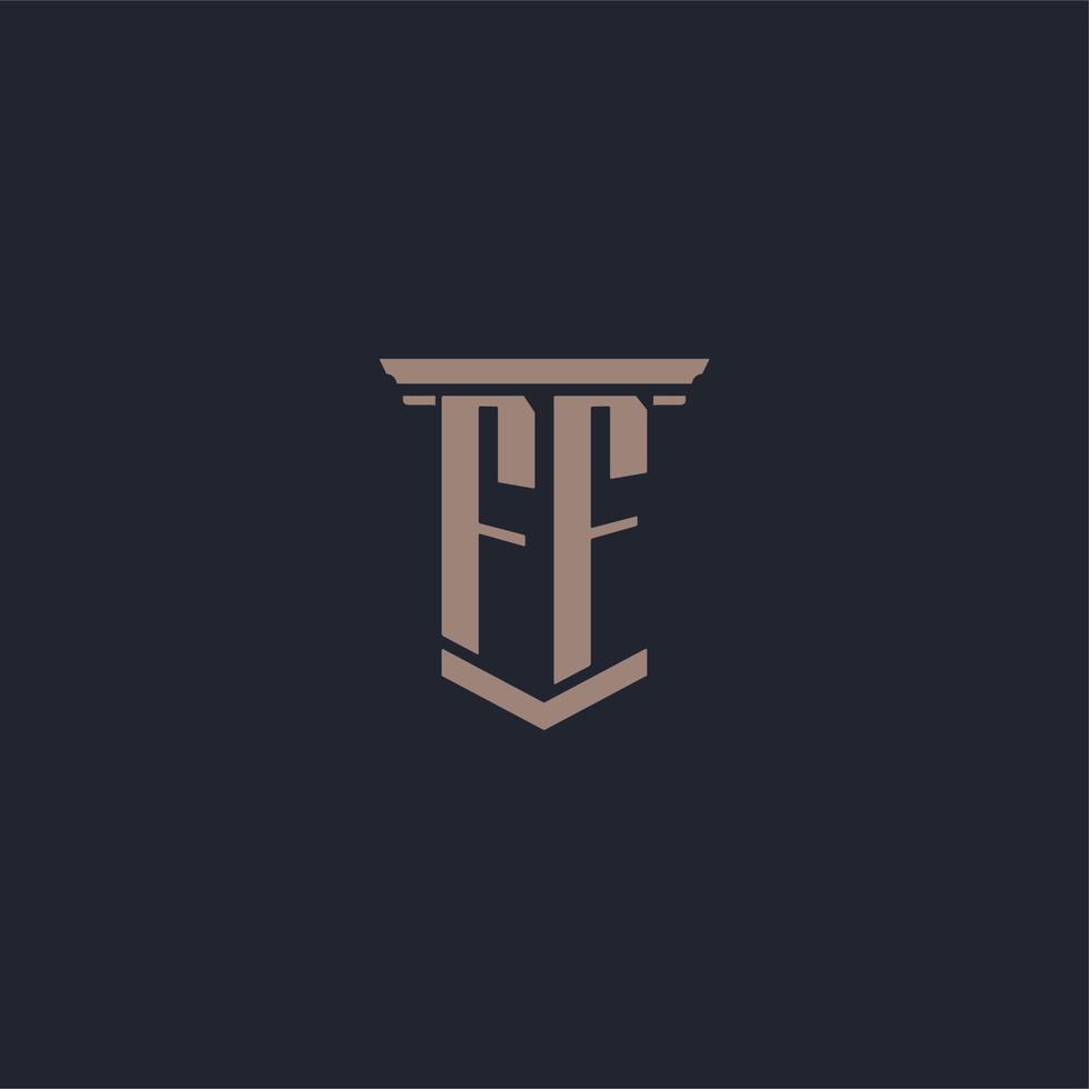 FF initial monogram logo with pillar style design vector