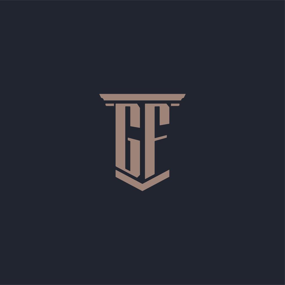 GF initial monogram logo with pillar style design vector