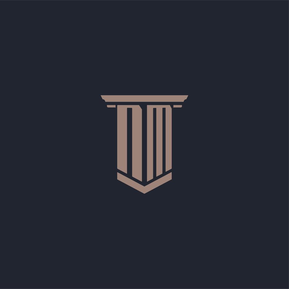 NM initial monogram logo with pillar style design vector