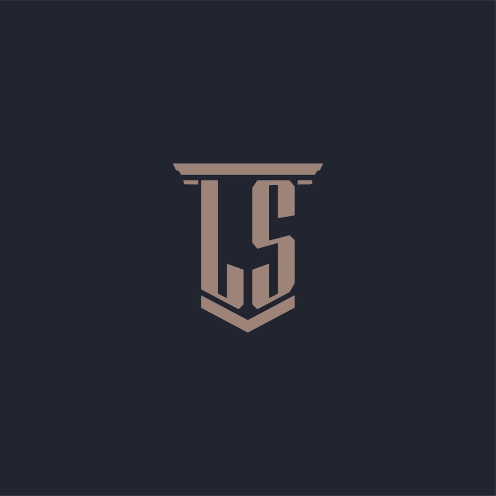 LS initial monogram logo with pillar style design vector