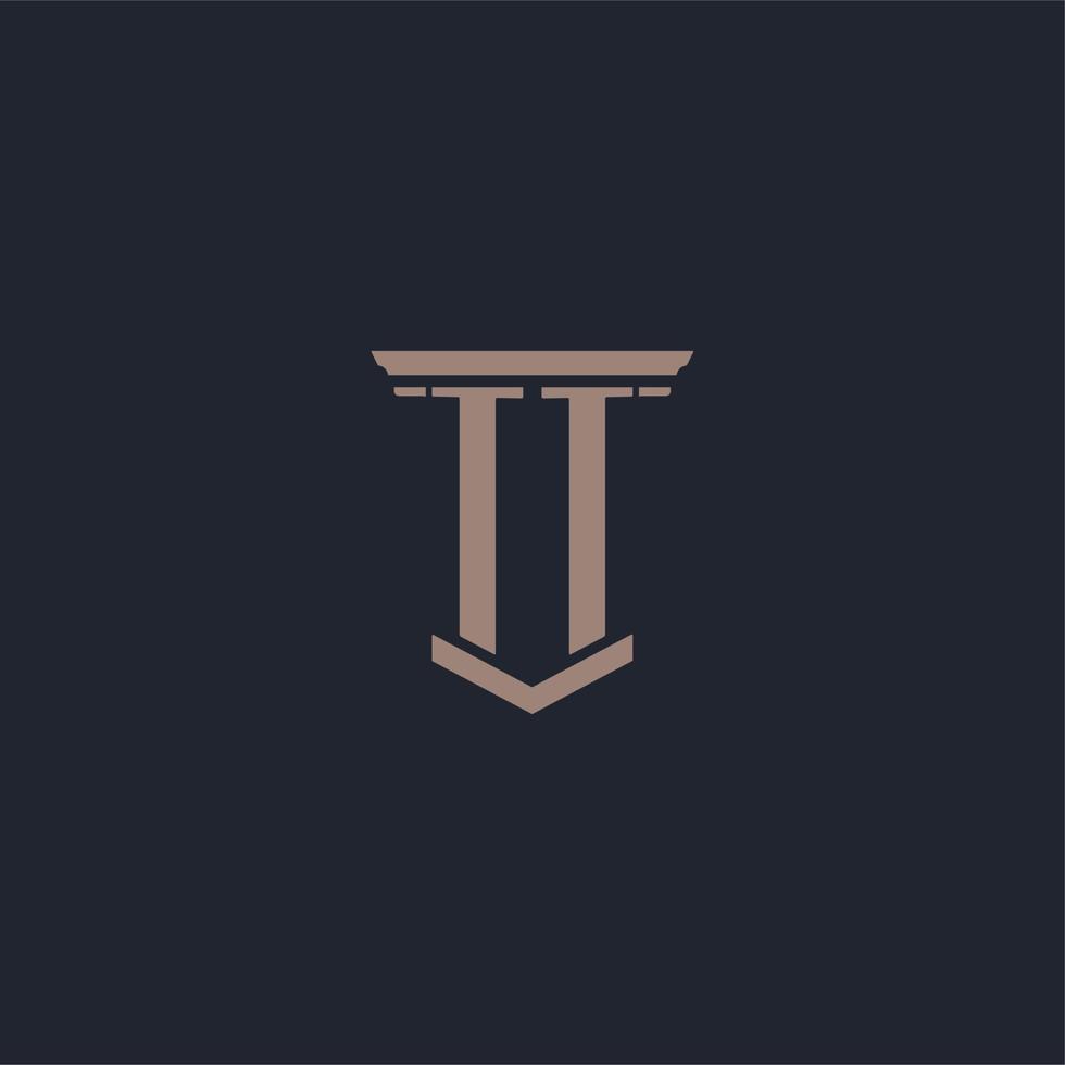 TT initial monogram logo with pillar style design vector