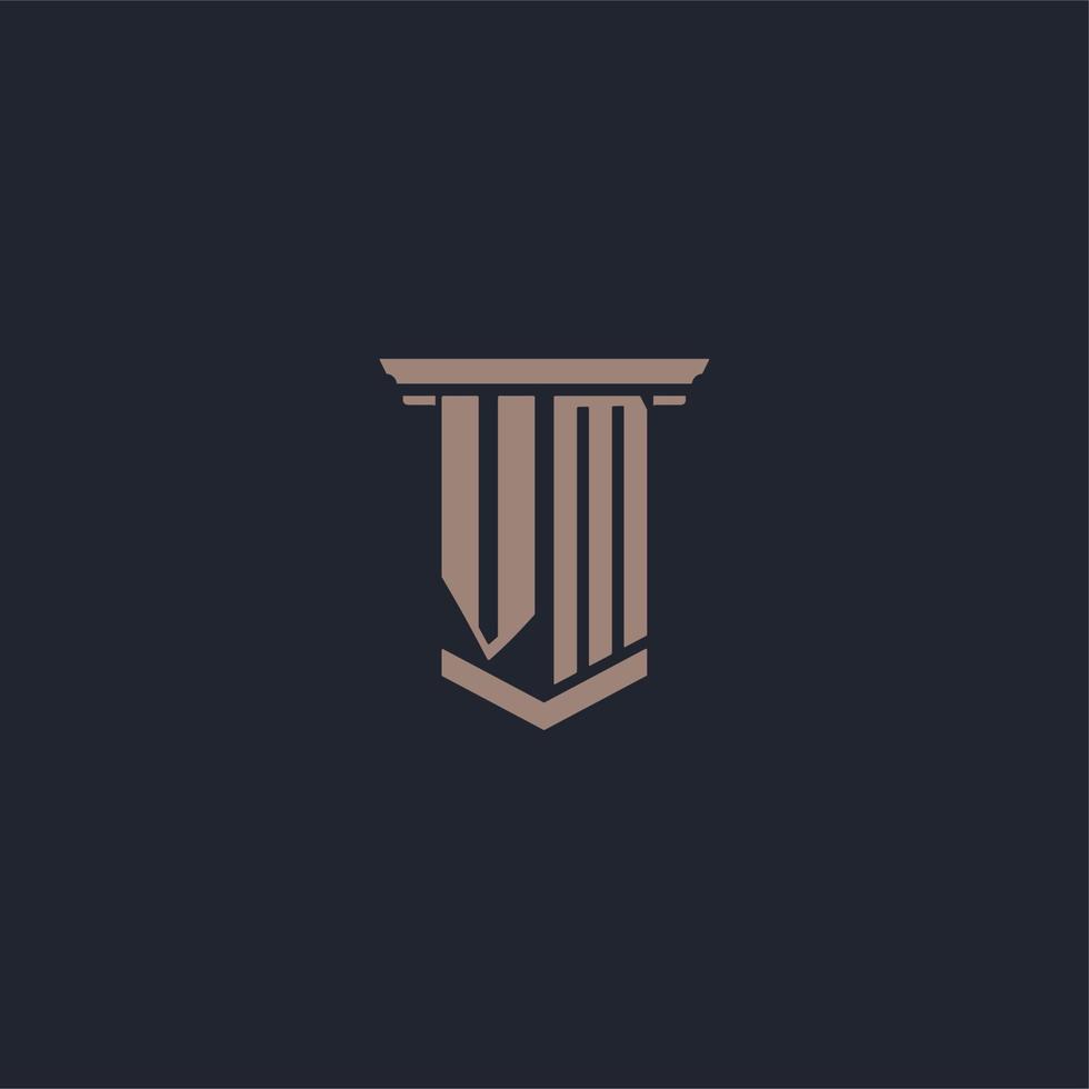 VM initial monogram logo with pillar style design vector