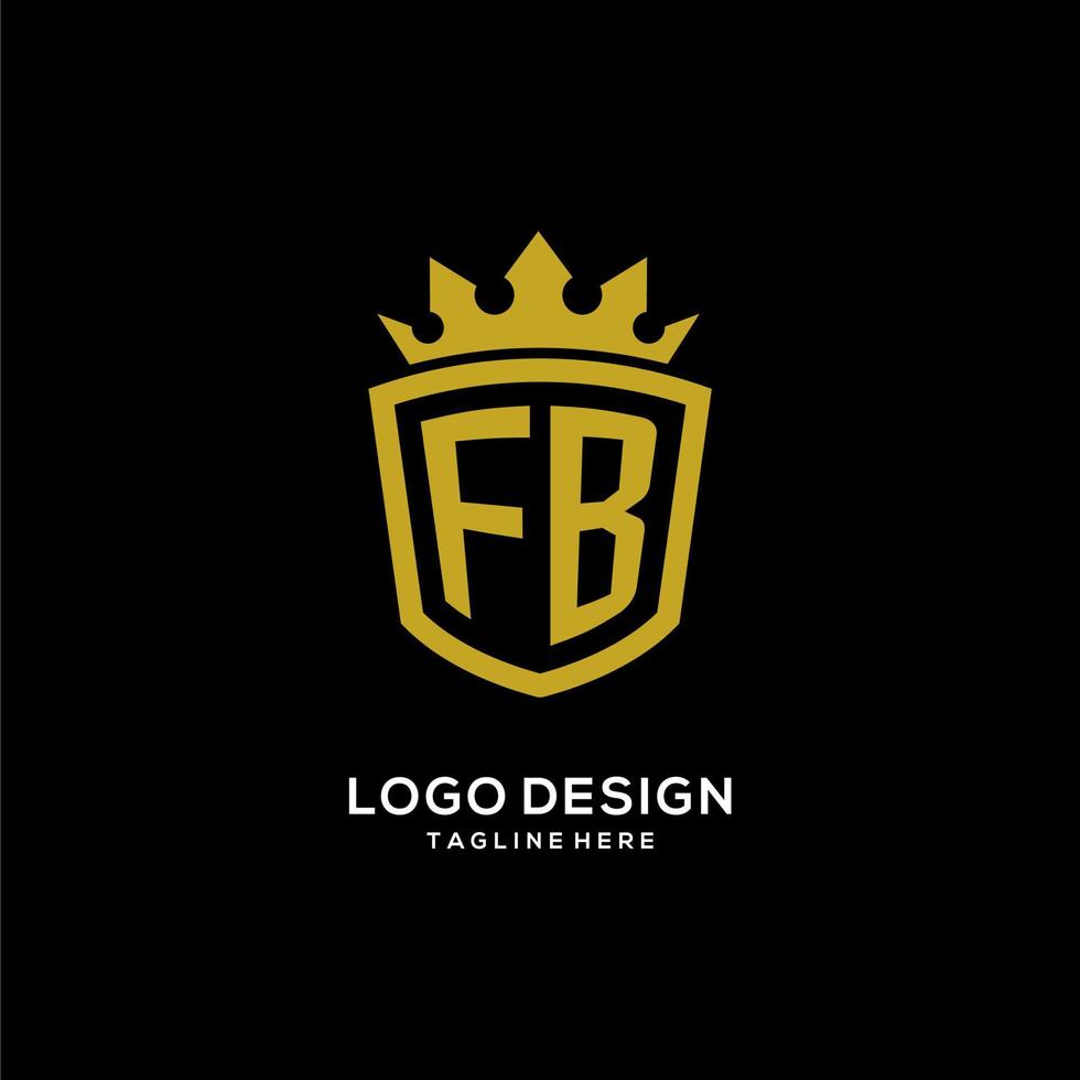 estilo de corona de escudo de logotipo fb inicial, diseño de logotipo de monograma elegante de lujo vector