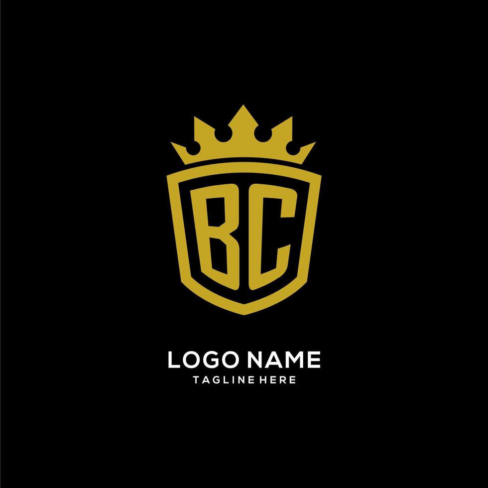 logotipo inicial de bc escudo estilo corona, diseño de logotipo de monograma elegante de lujo vector