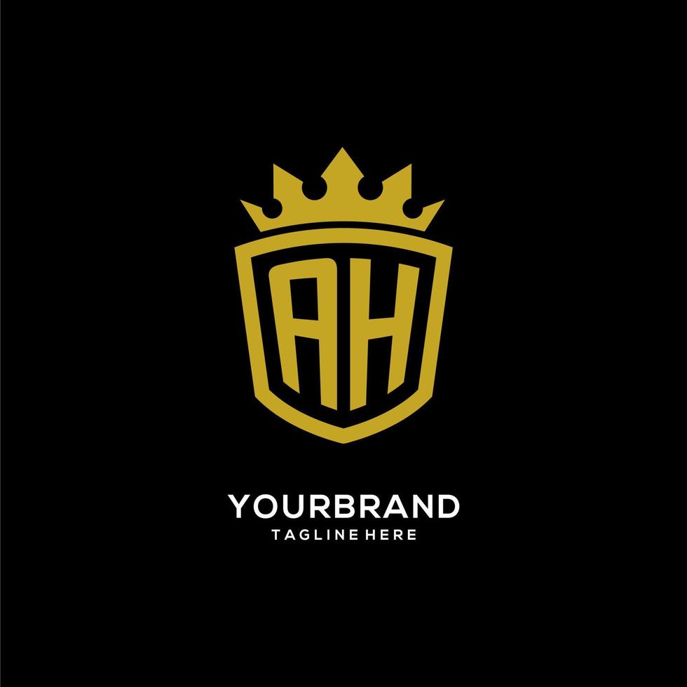 Initial AH logo shield crown style, luxury elegant monogram logo design vector