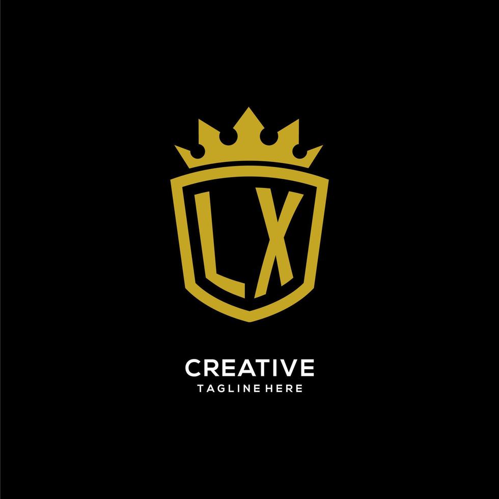 Initial LX logo shield crown style, luxury elegant monogram logo design vector