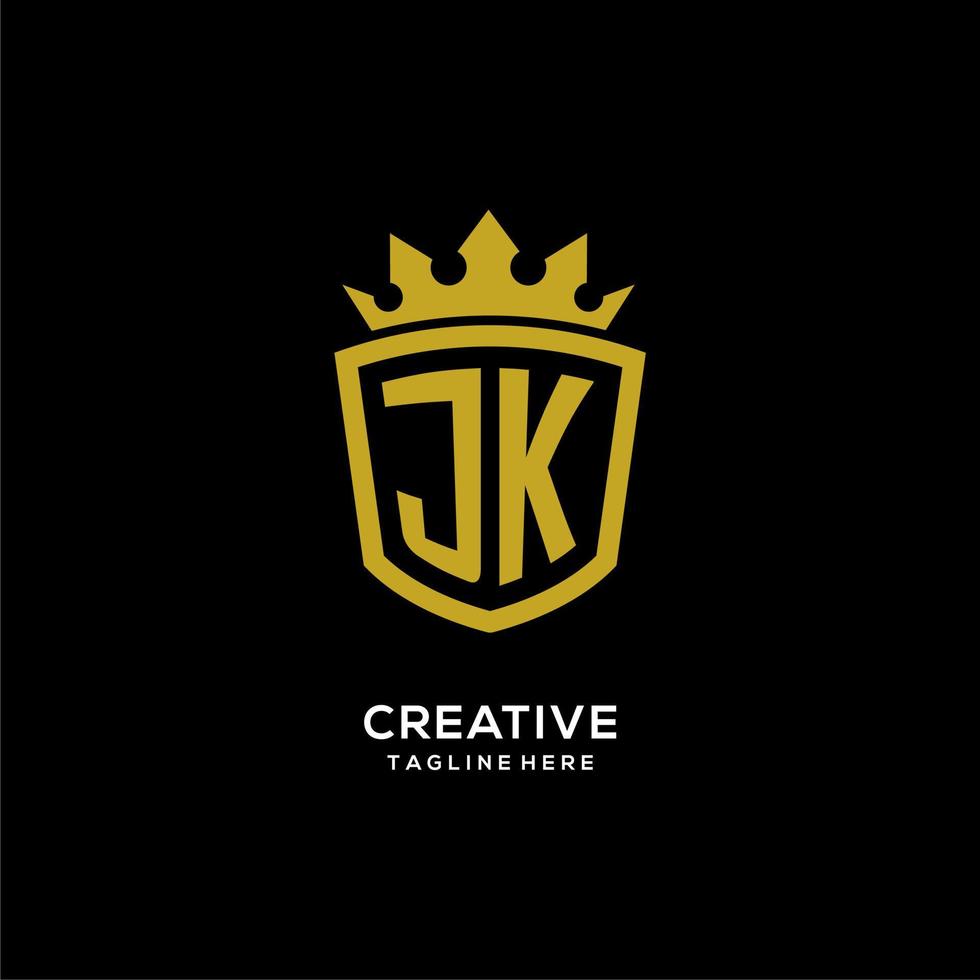 Initial JK logo shield crown style, luxury elegant monogram logo design