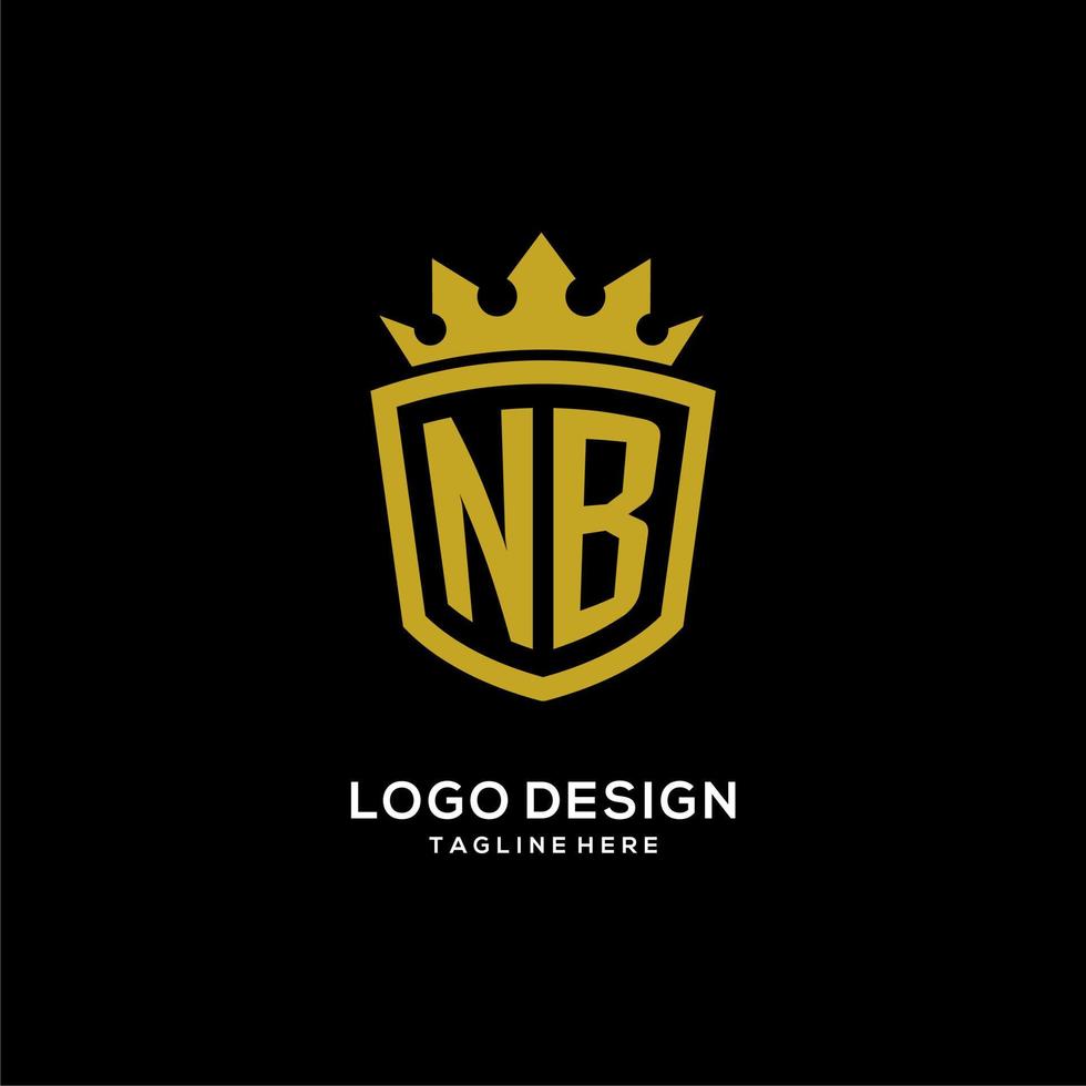 logotipo de nb inicial escudo estilo corona, diseño de logotipo de monograma elegante de lujo vector