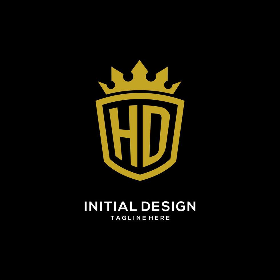 estilo de corona de escudo de logotipo hd inicial, diseño de logotipo de monograma elegante de lujo vector