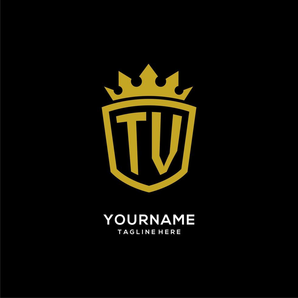 Initial TV logo shield crown style, luxury elegant monogram logo design vector
