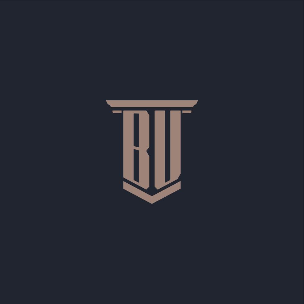 BU initial monogram logo with pillar style design vector
