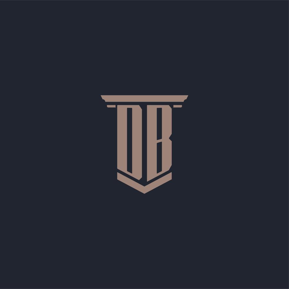 DB initial monogram logo with pillar style design vector