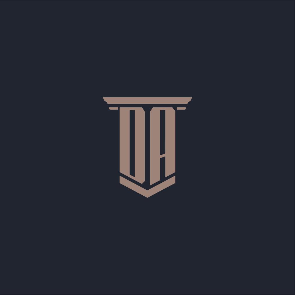 DA initial monogram logo with pillar style design vector