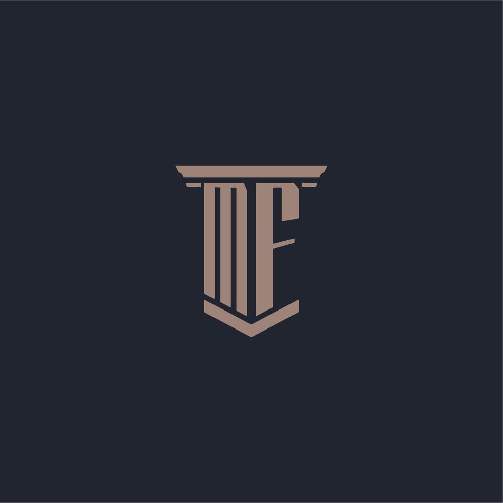 MF initial monogram logo with pillar style design vector