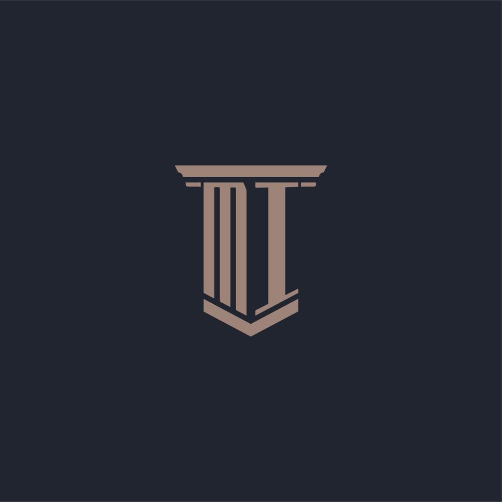 logotipo de monograma inicial mi con diseño de estilo pilar vector