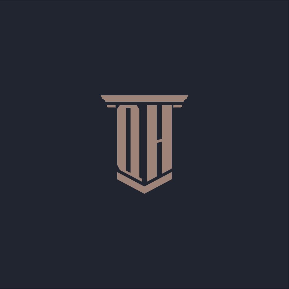 QH initial monogram logo with pillar style design vector