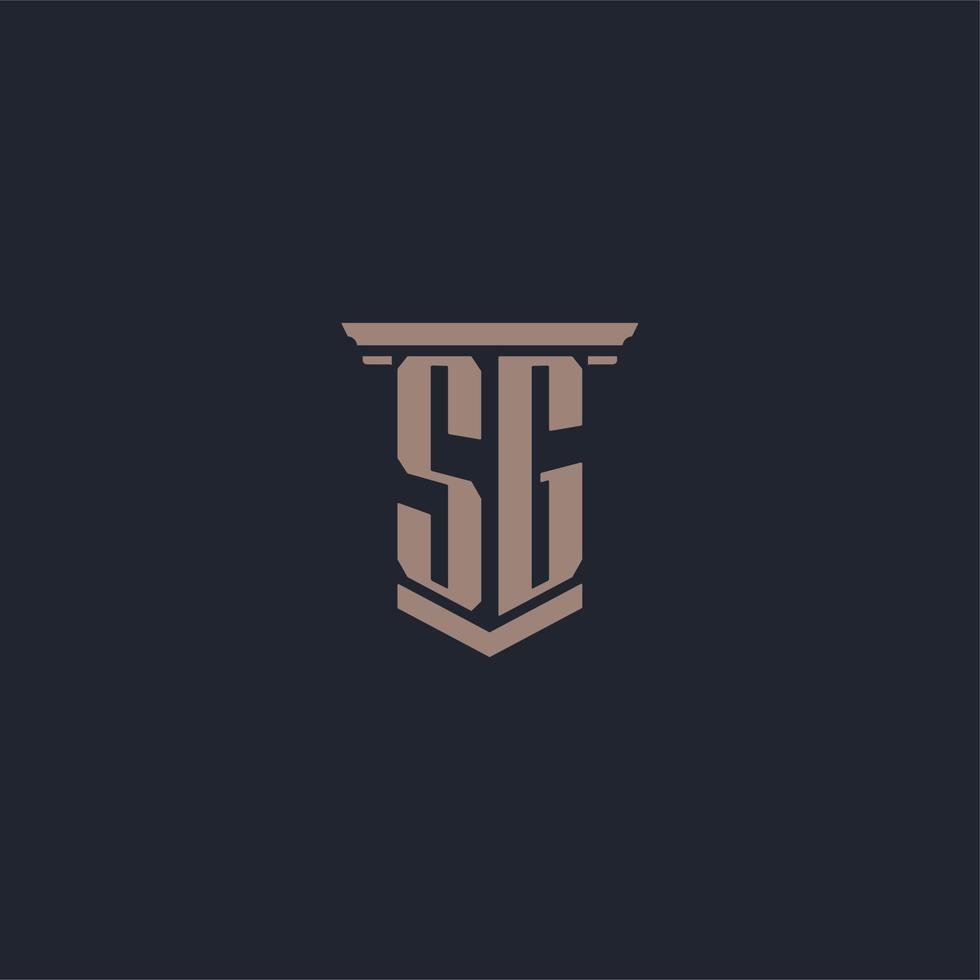 SG initial monogram logo with pillar style design vector