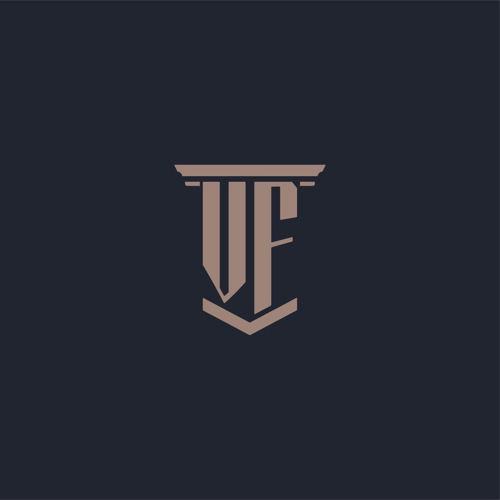 VF initial monogram logo with pillar style design vector