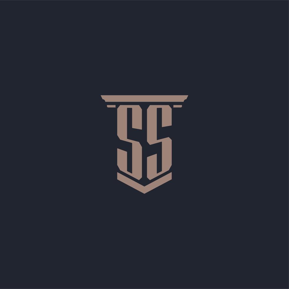 SS initial monogram logo with pillar style design vector