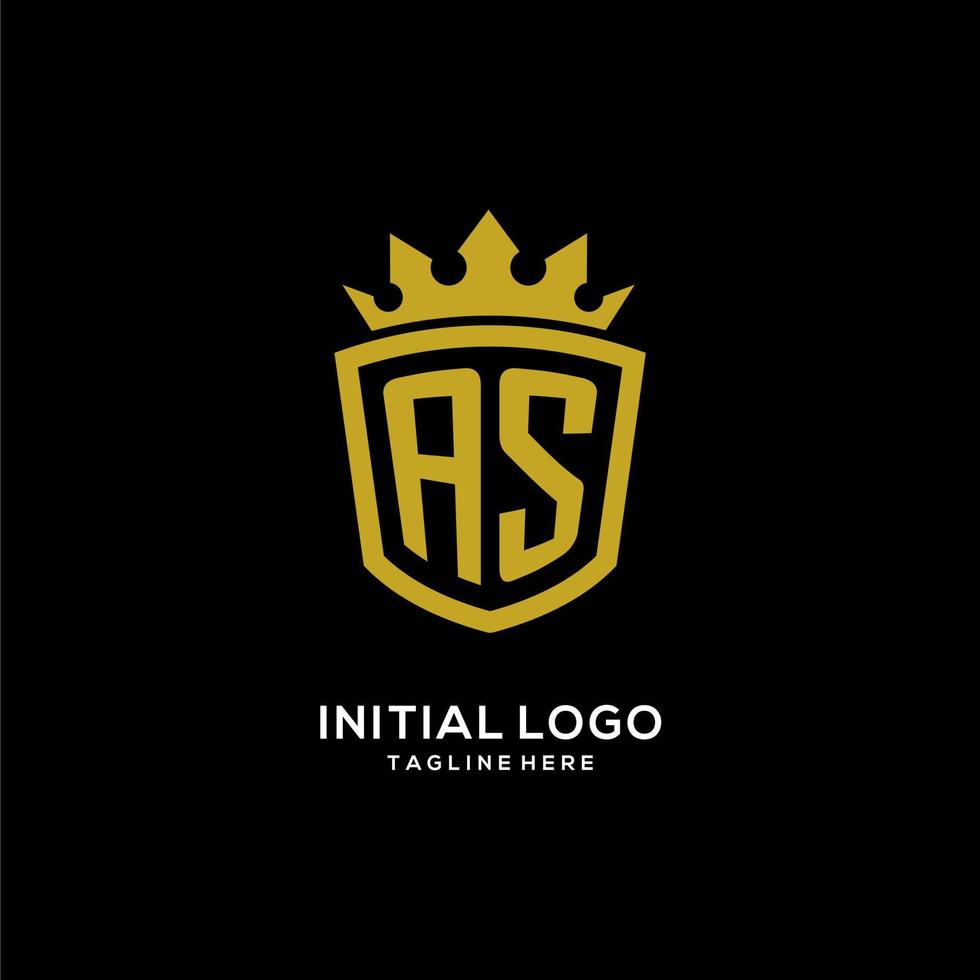 Initial AS logo shield crown style, luxury elegant monogram logo design vector