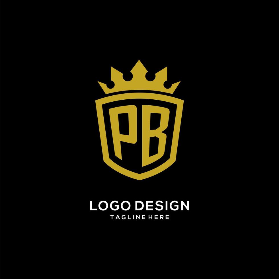 logotipo de pb inicial escudo estilo corona, diseño de logotipo de monograma elegante de lujo vector