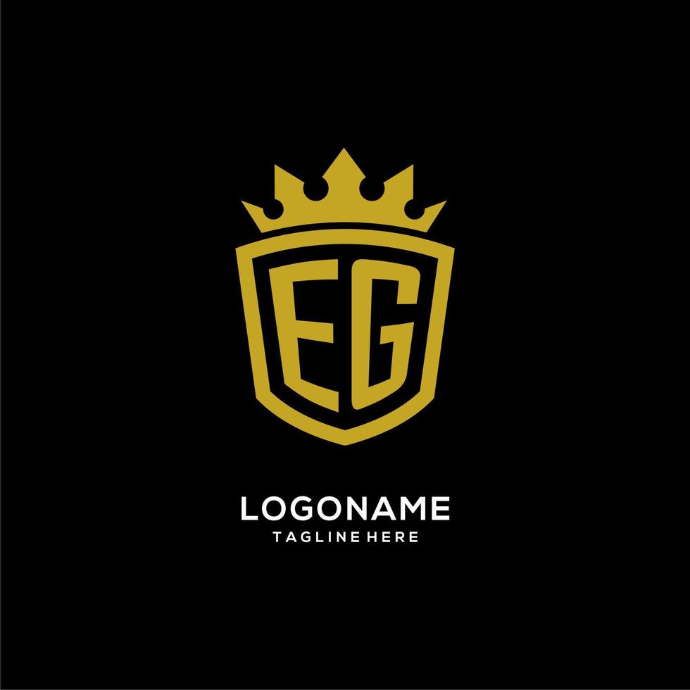 logotipo inicial, por ejemplo, estilo de corona de escudo, diseño de logotipo de monograma elegante de lujo vector