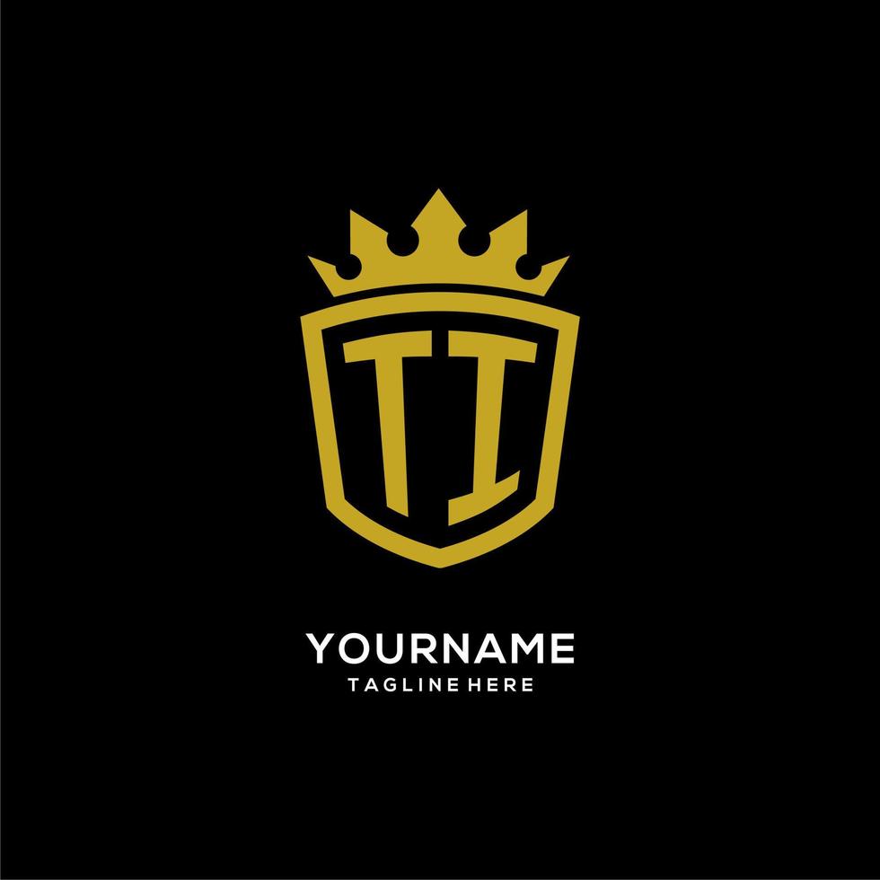 Initial TI logo shield crown style, luxury elegant monogram logo design vector