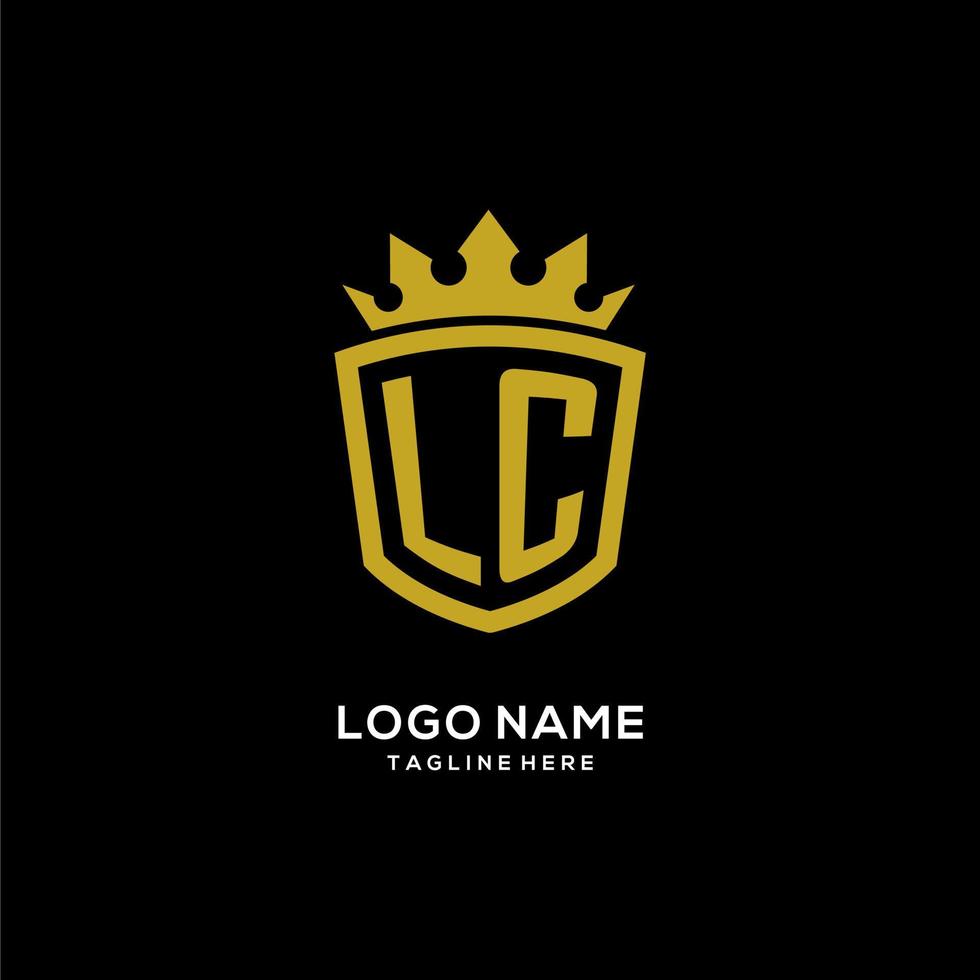 Initial LC logo shield crown style, luxury elegant monogram logo design vector