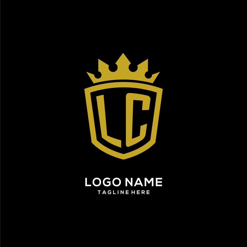 logotipo inicial de lc escudo estilo corona, diseño de logotipo de monograma elegante de lujo vector