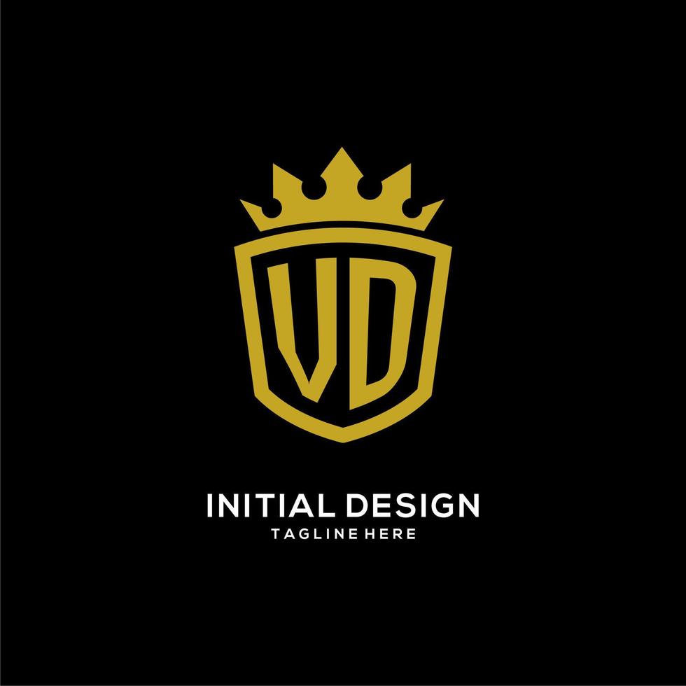 logotipo vd inicial escudo estilo corona, diseño de logotipo de monograma elegante de lujo vector