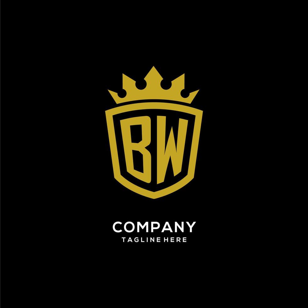 Initial BW logo shield crown style, luxury elegant monogram logo design vector