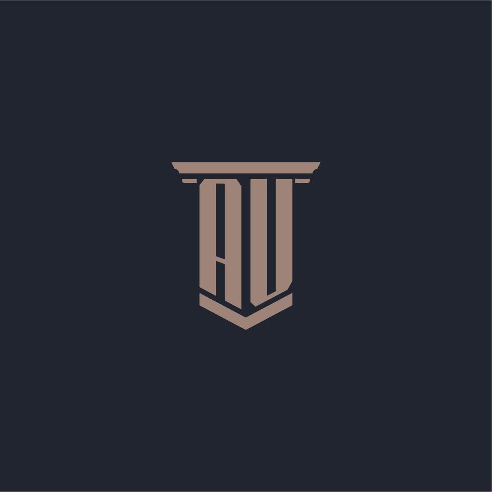 AU initial monogram logo with pillar style design vector