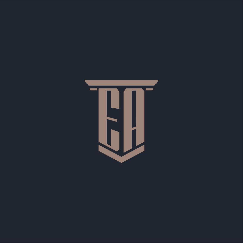 EA initial monogram logo with pillar style design vector