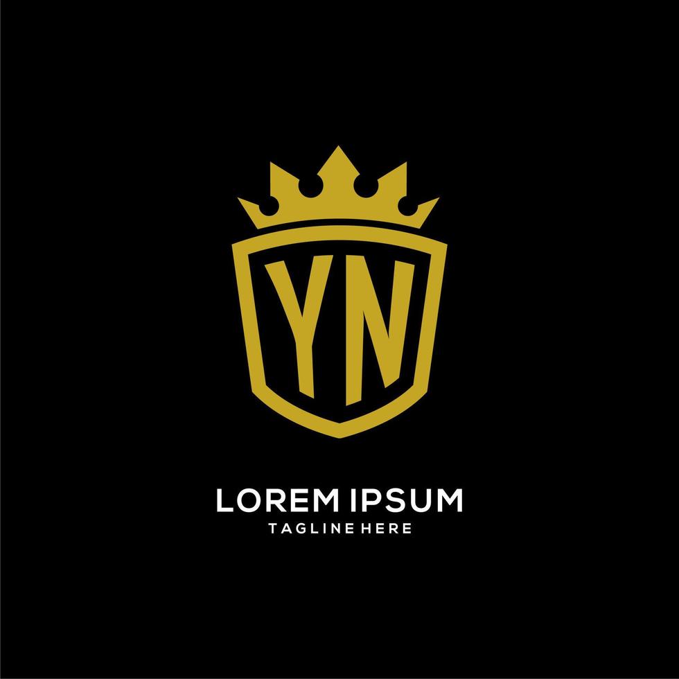 Initial YN logo shield crown style, luxury elegant monogram logo design vector