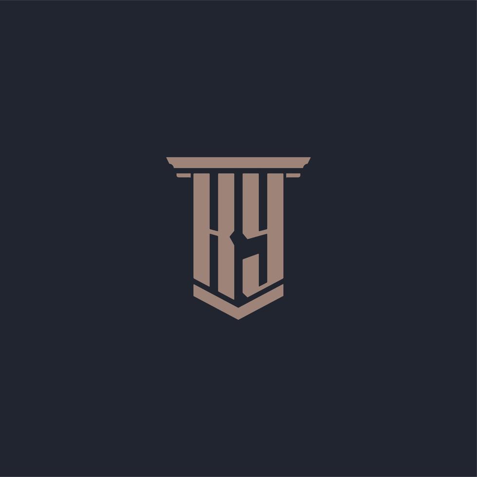 KY initial monogram logo with pillar style design vector