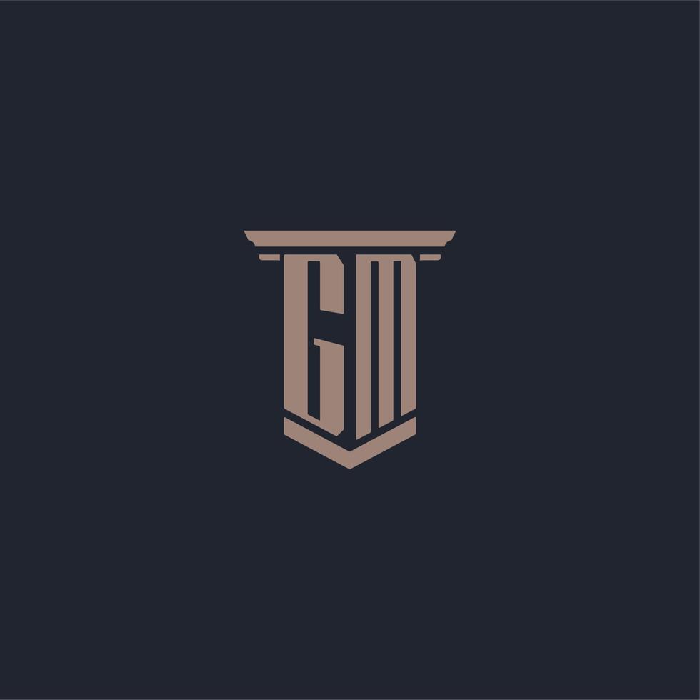 GM initial monogram logo with pillar style design vector
