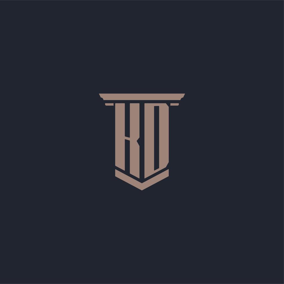 KD initial monogram logo with pillar style design vector