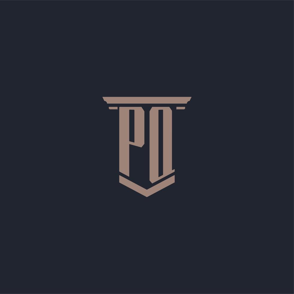 PQ initial monogram logo with pillar style design vector