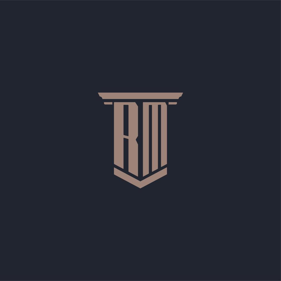 RM initial monogram logo with pillar style design vector